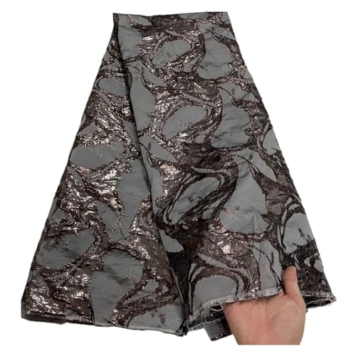 5 Yards Afrikanischer Jacquard-Brokat-Spitzenstoff Französische Tüllspitze Stickerei Goldlinie Nähen For Französisches Tüllkleid(COLOR 18) von CCZRD