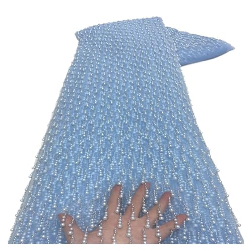 5 Yards Brautkleid Stoffe Perlen Vollversion Der Größe Der Perlenröhre Perlen Spitzentuch(6) von CCZRD