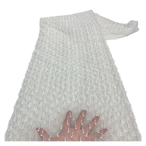5 Yards Brautkleid Stoffe Perlen Vollversion Der Größe Der Perlenröhre Perlen Spitzentuch(7) von CCZRD
