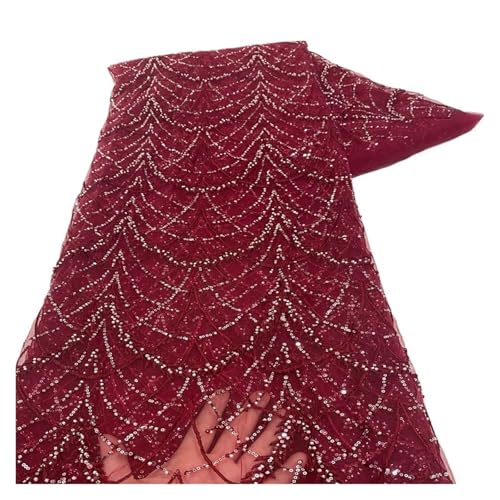 5 Yards Gebogene Linie Gefühl Pailletten Stickerei Spitze Stoff Poncho Kleid Kleid Haar Kappe Stickerei Stoffe(1) von CCZRD