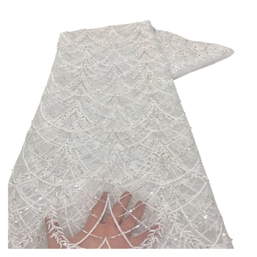 5 Yards Gebogene Linie Gefühl Pailletten Stickerei Spitze Stoff Poncho Kleid Kleid Haar Kappe Stickerei Stoffe(4) von CCZRD