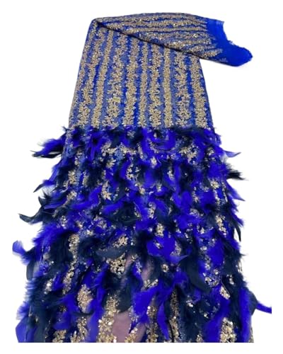 5 Yards Heavy Duty Rendering Feder Pailletten Bestickt Spitze Mesh Stoff Perle Stickerei Rock Kleidung Hochzeit Kleid Stoff(2) von CCZRD