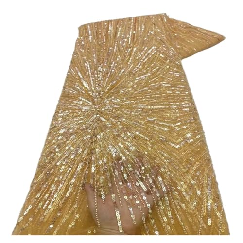5 Yards Hochzeit Bühnenbekleidung Geometrische Blume Perlen Pailletten Kleid Stoffe(4) von CCZRD