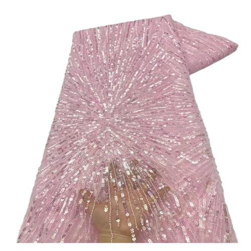 5 Yards Hochzeit Bühnenbekleidung Geometrische Blume Perlen Pailletten Kleid Stoffe(9) von CCZRD