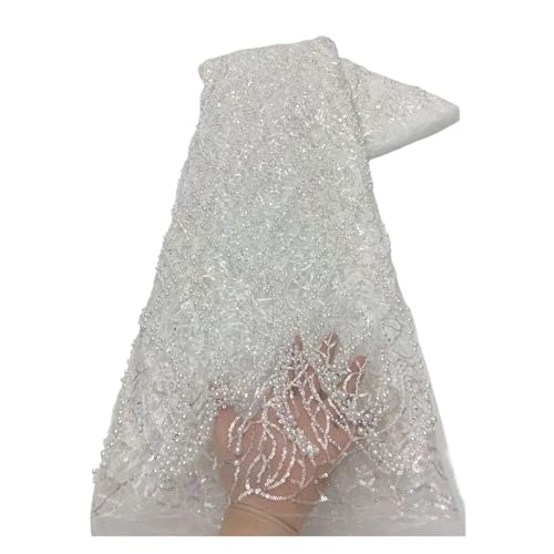 5 Yards Hochzeitskleid Cheongsam Kleid Spitzenstoff Pailletten Perlen Bestickter Stoff(5) von CCZRD