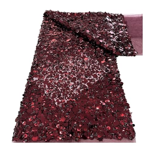 5 Yards Hochzeitskleid Heavy Duty Blumenstickerei Pailletten Perlen Spitze Stoff Braut Pailletten Spitze Stoff(4) von CCZRD