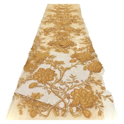 5 Yards Laminierter Perlenstoff, Kleid, Blumenspitze, Perlenstickerei, Perlenspitze(3) von CCZRD