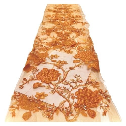 5 Yards Laminierter Perlenstoff, Kleid, Blumenspitze, Perlenstickerei, Perlenspitze(4) von CCZRD