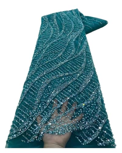 5 Yards Mesh Bead Tube Stickgarn Pailletten Stickerei Stoff Hochzeitskleid Abendkleid Stoff(1) von CCZRD