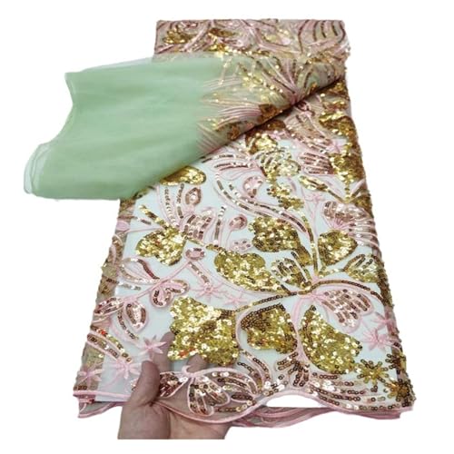5 Yards Mesh Pailletten Brautkleid Stickerei Spitzenstoffe(5) von CCZRD