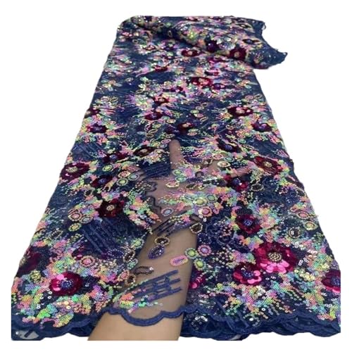 5 Yards Mesh Pailletten Dreidimensionale Scheibe Blume Mesh Spitze Stoff Damen Kleider Brautjungfer Kleidung(1) von CCZRD