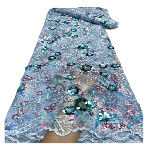 5 Yards Mesh Pailletten Dreidimensionale Scheibe Blume Mesh Spitze Stoff Damen Kleider Brautjungfer Kleidung(5) von CCZRD
