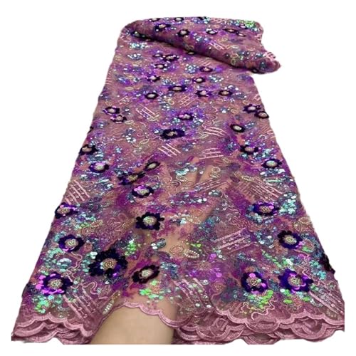 5 Yards Mesh Pailletten Dreidimensionale Scheibe Blume Mesh Spitze Stoff Damen Kleider Brautjungfer Kleidung(8) von CCZRD