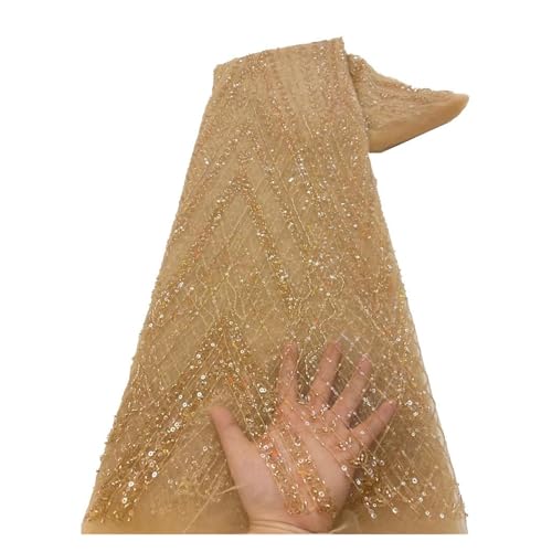 5 Yards Mesh Tube Bead Pailletten Bestickter Stoff Kleid Hochzeitskleid Spitze Pailletten Bestickter Stoff(1) von CCZRD