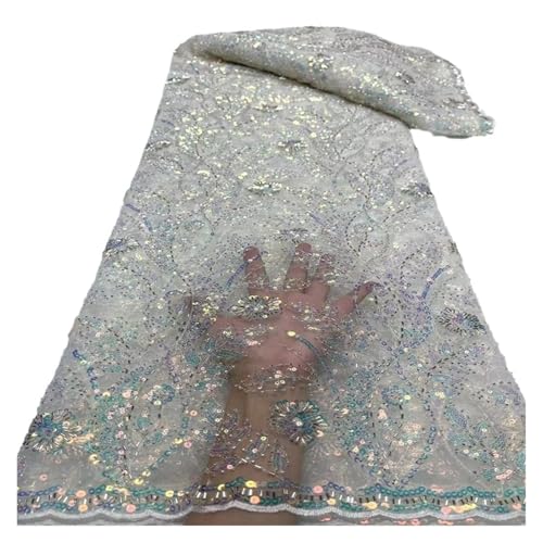 5 Yards Netzperlen Pailletten Hochzeitskleid Abendkleid Stoff Perlenstickerei Paillettenkleid Spitze(2) von CCZRD