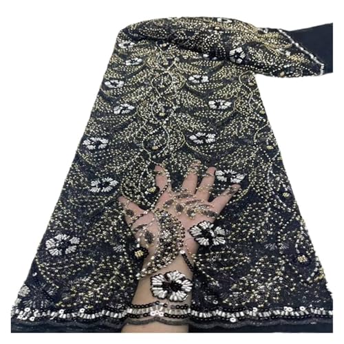 5 Yards Netzperlen Pailletten Hochzeitskleid Abendkleid Stoff Perlenstickerei Paillettenkleid Spitze(9) von CCZRD