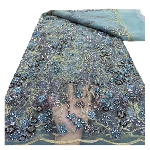 5 Yards Pailletten-Spitzenstickerei-Stoff, Perlenröhrenstickerei, Modische Netzstoffe, Damen-Hochzeitskleid, Perlenstoffe(1) von CCZRD