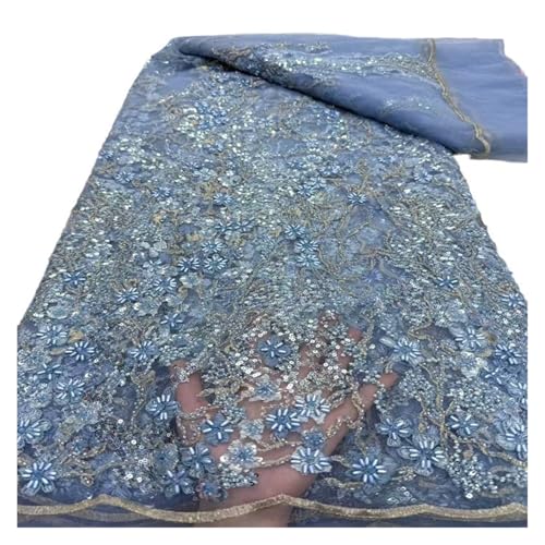 5 Yards Pailletten-Spitzenstickerei-Stoff, Perlenröhrenstickerei, Modische Netzstoffe, Damen-Hochzeitskleid, Perlenstoffe(5) von CCZRD