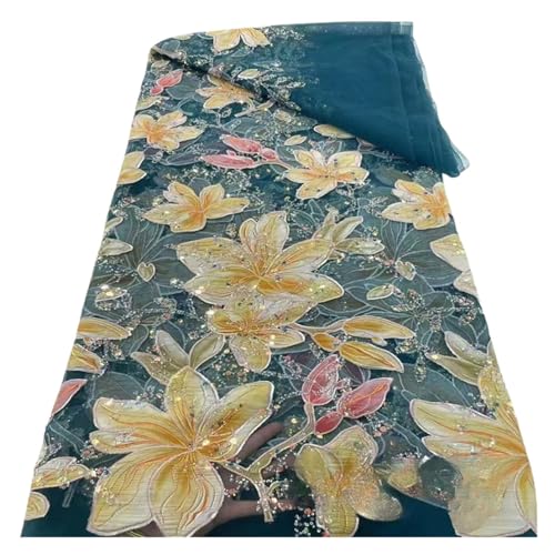 5 Yards Pailletten Stickerei Spitze Stoff Französisch Licht Luxus Kleid Runway Hochzeit Stoffe(1) von CCZRD
