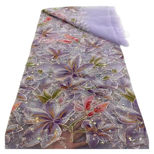 5 Yards Pailletten Stickerei Spitze Stoff Französisch Licht Luxus Kleid Runway Hochzeit Stoffe(2) von CCZRD