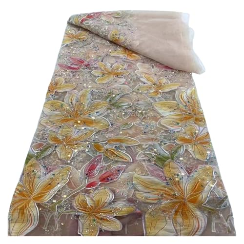 5 Yards Pailletten Stickerei Spitze Stoff Französisch Licht Luxus Kleid Runway Hochzeit Stoffe(3) von CCZRD
