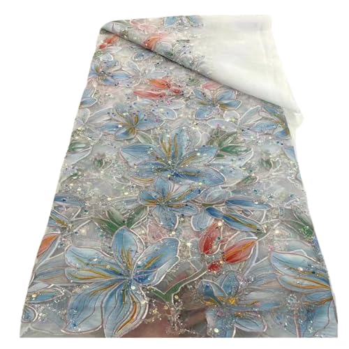 5 Yards Pailletten Stickerei Spitze Stoff Französisch Licht Luxus Kleid Runway Hochzeit Stoffe(4) von CCZRD