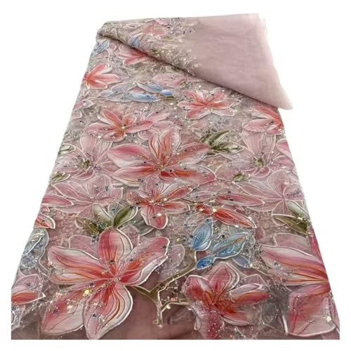 5 Yards Pailletten Stickerei Spitze Stoff Französisch Licht Luxus Kleid Runway Hochzeit Stoffe(6) von CCZRD