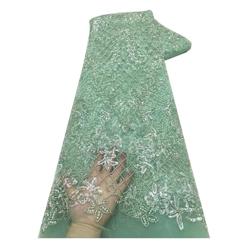 5 Yards Perlen Spitze Stoff Hochzeit Mesh Stickerei Spitze Stoff Pailletten Perle Rohr Stickerei(6) von CCZRD