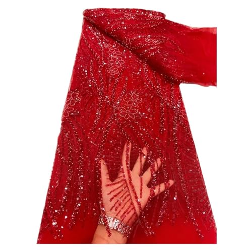 5 Yards Perlenrohr-Stickereistoff Mesh Perlen Pailletten Stickerei Spitze Kleidung Hochzeit Perlen Spitzenstoff(5) von CCZRD