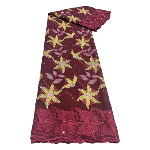 5 Yards Polyester Baumwolle Blumenstickerei Spitze Stoff Afrikanische Hochzeitskleid Kleidung Stoffe(9) von CCZRD