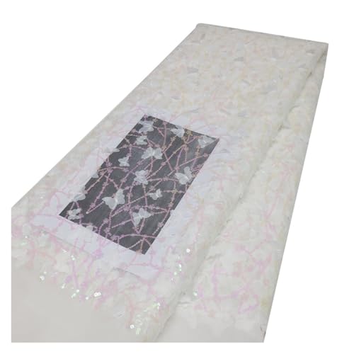 5 Yards Schmetterlingsnetzstoff Mit Weichen Pailletten Und Bestickter Spitze, DIY-Stoff For Kleidung(16) von CCZRD