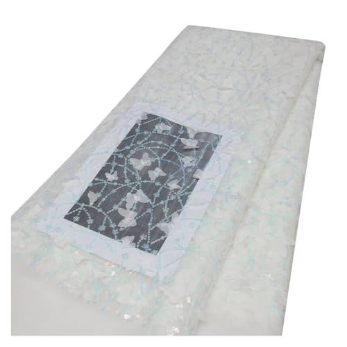 5 Yards Schmetterlingsnetzstoff Mit Weichen Pailletten Und Bestickter Spitze, DIY-Stoff For Kleidung(17) von CCZRD