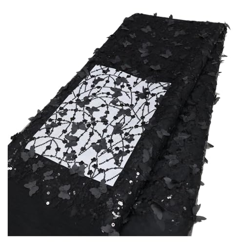 5 Yards Schmetterlingsnetzstoff Mit Weichen Pailletten Und Bestickter Spitze, DIY-Stoff For Kleidung(18) von CCZRD