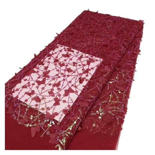 5 Yards Schmetterlingsnetzstoff Mit Weichen Pailletten Und Bestickter Spitze, DIY-Stoff For Kleidung(4) von CCZRD