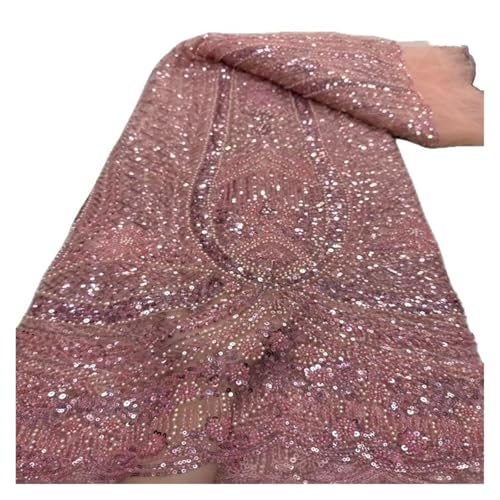 5 Yards Spitze Perlen Pailletten Stickerei Mesh Frauen Fischschwanz Kleid Hochzeit Spitze Stoffe(1) von CCZRD