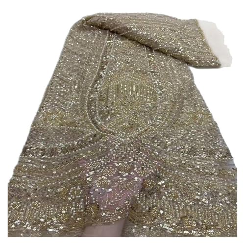 5 Yards Spitze Perlen Pailletten Stickerei Mesh Frauen Fischschwanz Kleid Hochzeit Spitze Stoffe(2) von CCZRD