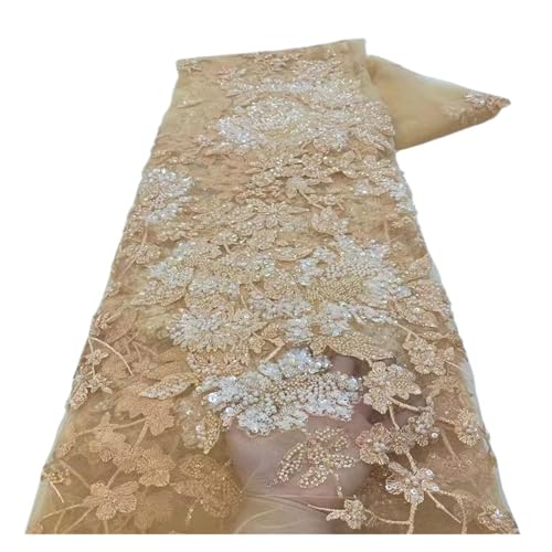 5 Yards Spitzenstoff, Bestickter Perlenstoff For Formelle Kleidung Mit Pailletten(4) von CCZRD