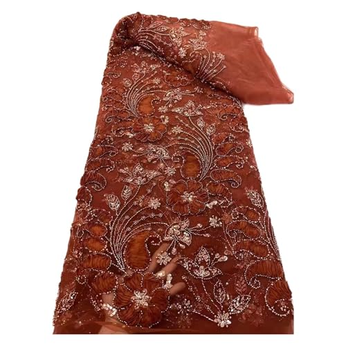 5 Yards Spitzenstoff, Perlenstickerei, Pailletten, Netzstoff, Kubische Blumenstickerei, Spitzenkleidstoffe(2) von CCZRD