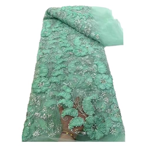 5 Yards Spitzenstoff, Perlenstickerei, Pailletten, Netzstoff, Kubische Blumenstickerei, Spitzenkleidstoffe(4) von CCZRD