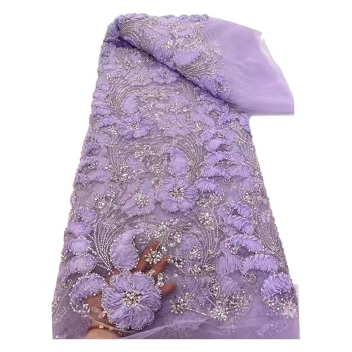 5 Yards Spitzenstoff, Perlenstickerei, Pailletten, Netzstoff, Kubische Blumenstickerei, Spitzenkleidstoffe(7) von CCZRD