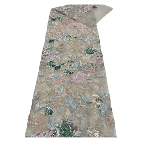 5 Yards Spitzenstoff, Stickereistoff, Stoff, Modisch, Leicht, Luxuriös, Pailletten, Perlen, Schlauchkleid, Bühnenkostüm(2) von CCZRD