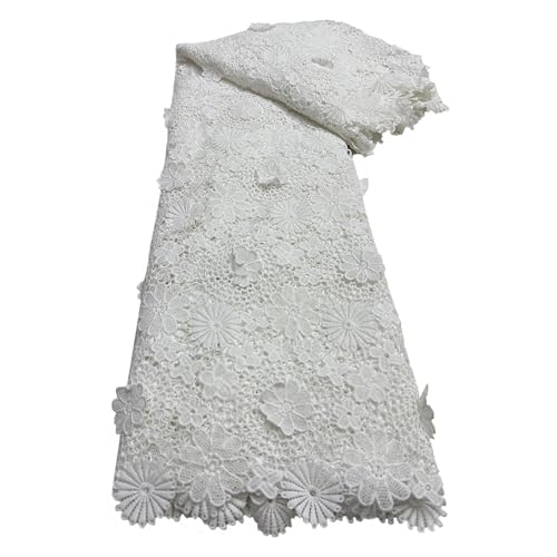 5 Yards Spitzenstoff, Wasserlöslicher Stickstoff, Durchbrochene Spitze, Afrikanische Kleidungsstücke, Zubehörstoffe(8) von CCZRD
