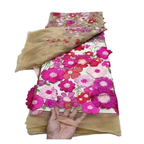 5 Yards Spitzenstoff Einseitig Applikation Spitze Stickerei Blumenkleid Stoffe Stoffe(3) von CCZRD