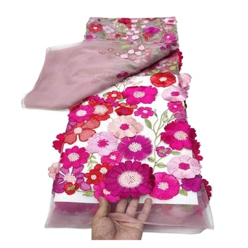 5 Yards Spitzenstoff Einseitig Applikation Spitze Stickerei Blumenkleid Stoffe Stoffe(4) von CCZRD