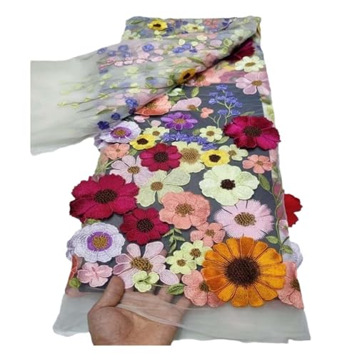 5 Yards Spitzenstoff Einseitig Applikation Spitze Stickerei Blumenkleid Stoffe Stoffe(9) von CCZRD