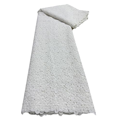 5 Yards Spitzenstoff Milchseide Wasserlösliche Stoffe In Voller Breite Durchbrochenes Polyester Leichte Kleine Blumen Stickerei Kleid(2) von CCZRD