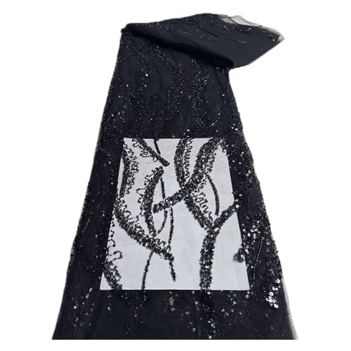 5 Yards Spitzenstoff Mit Perlen, Pailletten, Spitzennetzstoff, Kleid, Kleidung, Netzboden, Stickerei, Polyester, Zubehör, Perlenrohr(8) von CCZRD