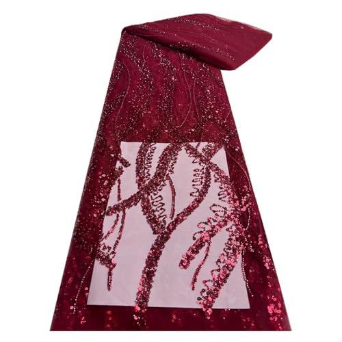 5 Yards Spitzenstoff Mit Perlen, Pailletten, Spitzennetzstoff, Kleid, Kleidung, Netzboden, Stickerei, Polyester, Zubehör, Perlenrohr(9) von CCZRD