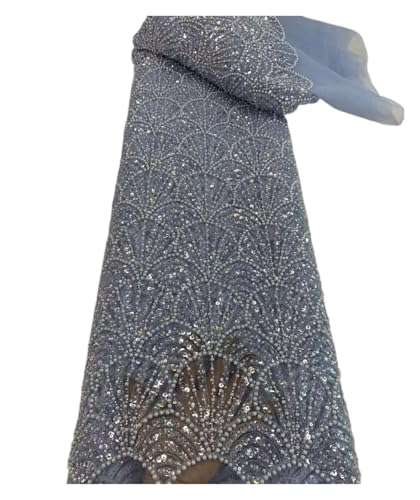 5 Yards Spitzenstoff Perlenstickerei Perlenröhren Perlen Pailletten Bestickte Spitzenbesatz Mesh Stoff Brautkleid Kleidung Stoff(3) von CCZRD