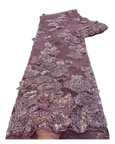 5 Yards Spitzenstoff Twill Streifen Perlen Pailletten Stickerei Stoff Geometrische Blumen Kleid Abendkleid Stoffe(2) von CCZRD